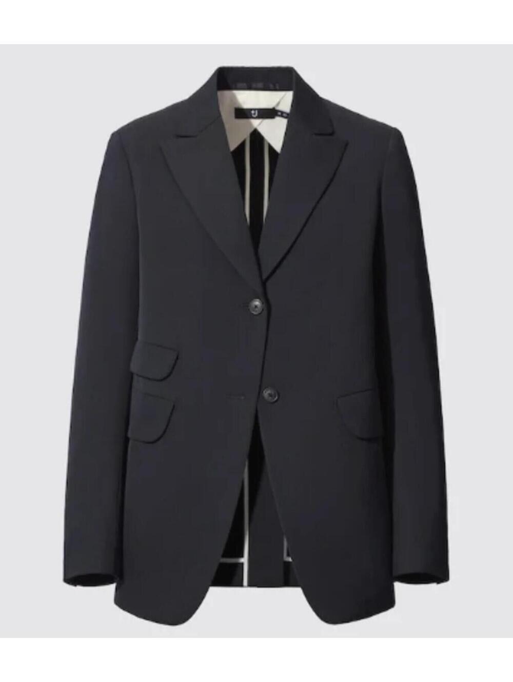 UNIQLO +J Jil Sander Wool Blazer Black Women's S Tailored Minimalist Chic - Picture 2 of 7